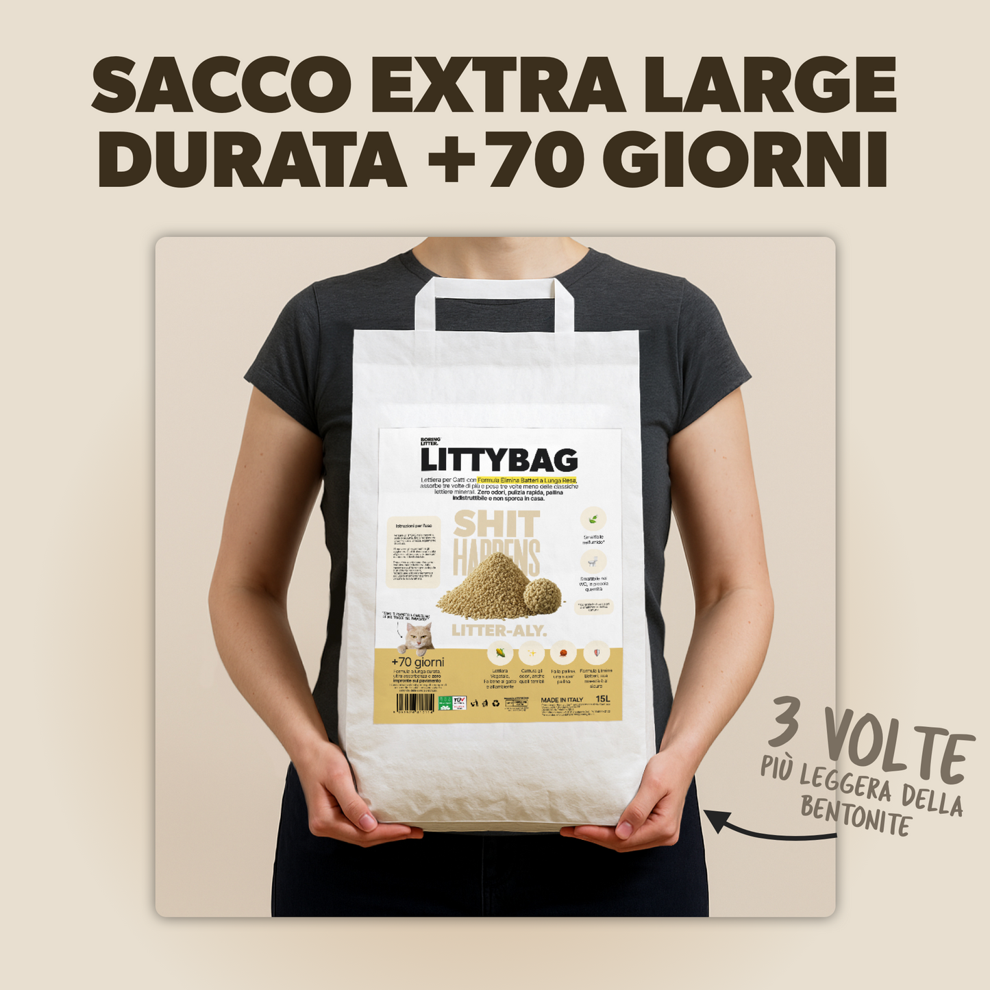 LittyBag - La Prima Sabbietta Naturale a Clumping Superficiale