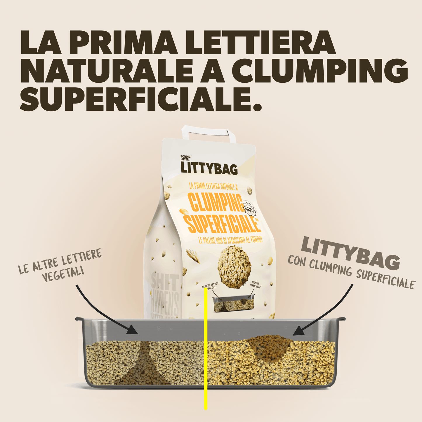LittyBag - La Prima Sabbietta Naturale a Clumping Superficiale