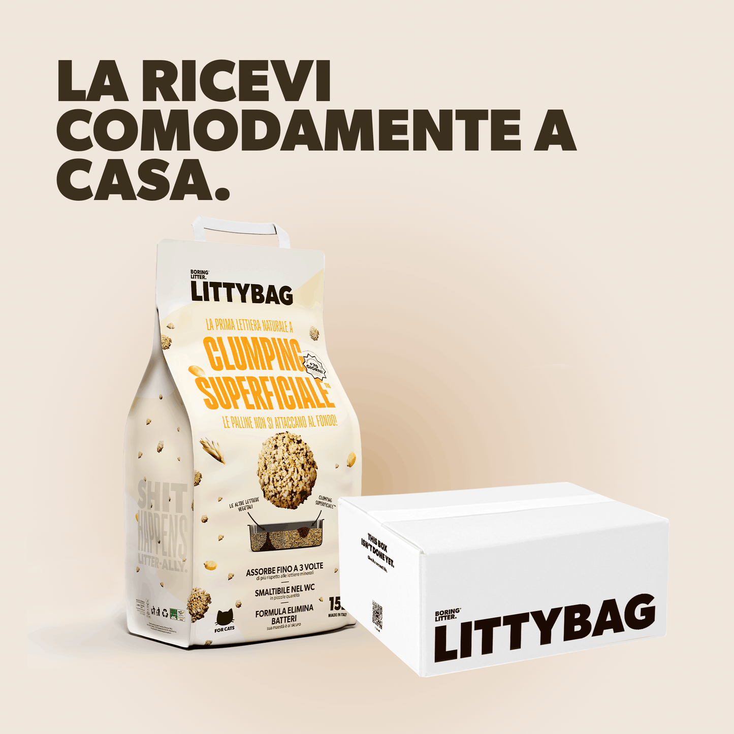 LittyBag - La Prima Sabbietta Naturale a Clumping Superficiale